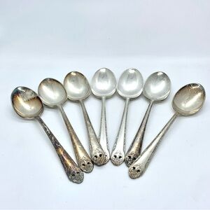 Set Of 7 Vintage Holmes & Edwards Inlaid IS Spoons 1937 LOVELY LADY  7 1/2"